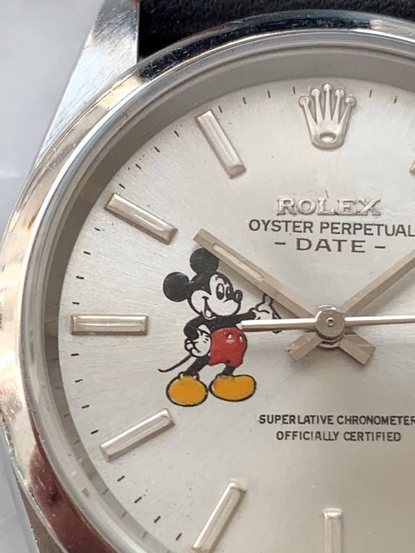 Saphirglas Rolex Date mit Mickey Mouse Ziffernblatt Automatik Ref 15200