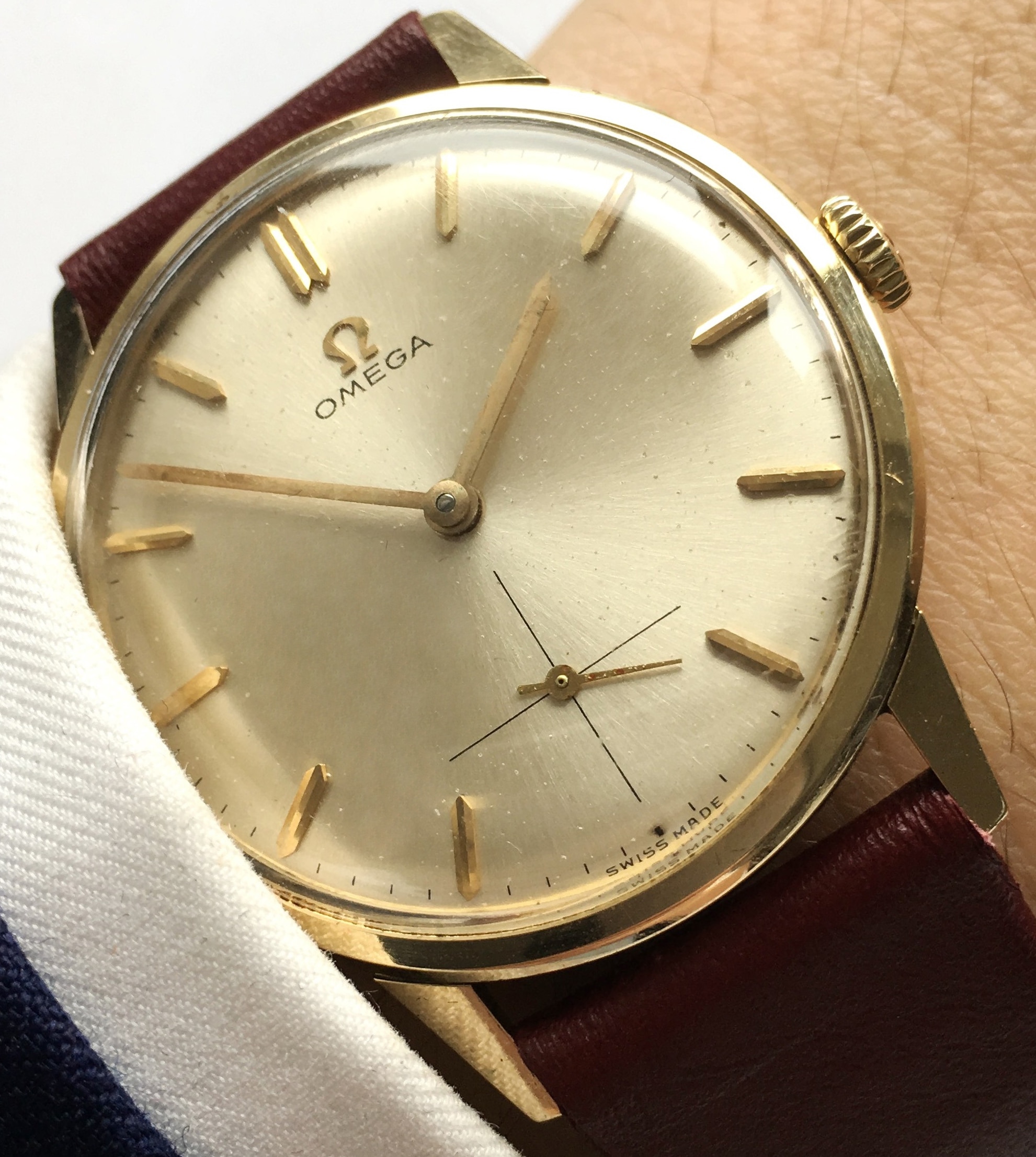 vintage omega solid gold watch