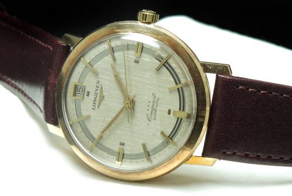 Rare Longines Heritage Conquest Solid Gold Linen Dial