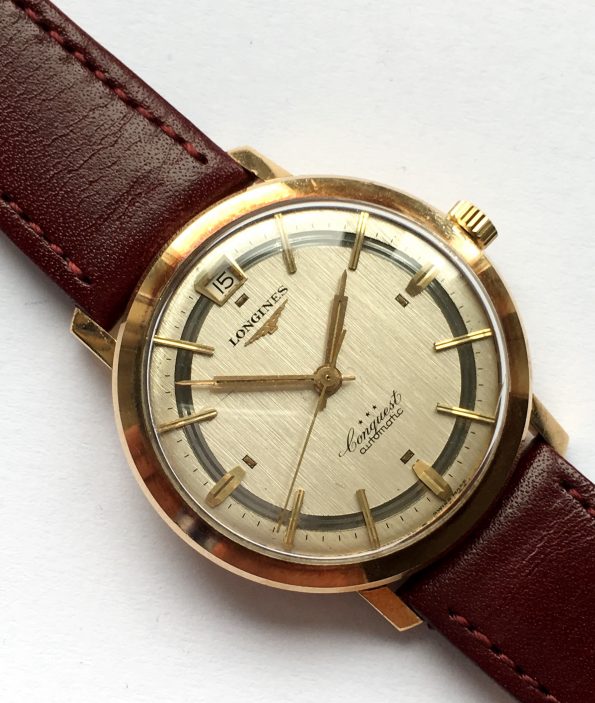 Seltene Longines Heritage Conquest Vollgold Linen Dial