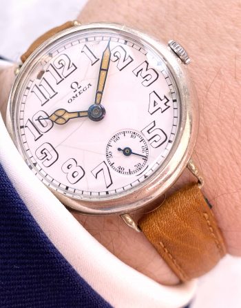 Sehr frühe Omega Armbanduhr 34mm Big Size Cathedral Zeiger Vintage