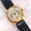 Early 1920ties Rare Omega Chronograph Cushion Shaped Monopusher Solid Gold Art Deco