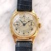 Early 1920ties Rare Omega Chronograph Cushion Shaped Monopusher Solid Gold Art Deco