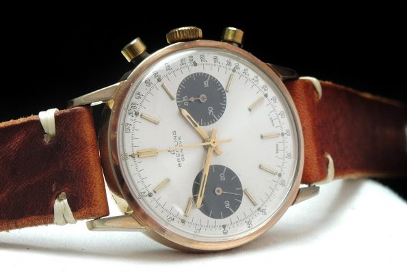 Pink Gold Plated Vintage Breitling Top Time Panda Dial