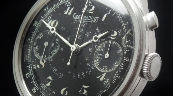 Eberhard Vintage Chronograph Eindrücker schwarzes Blatt