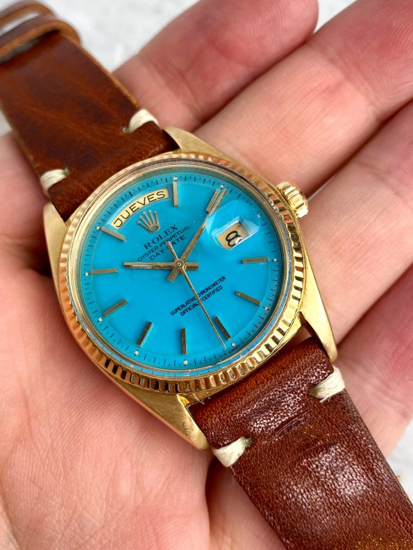 Rolex Day Date 18ct Gold 36mm Vintage Automatic Serviced 1803 Custom Tiffany Dial