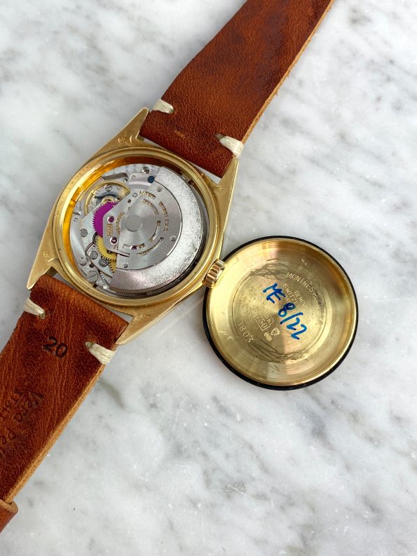 Rolex Day Date 18ct Gold 36mm Vintage Automatik serviciert 1803 Custom Tiffany Blaues Stella Zifferblatt