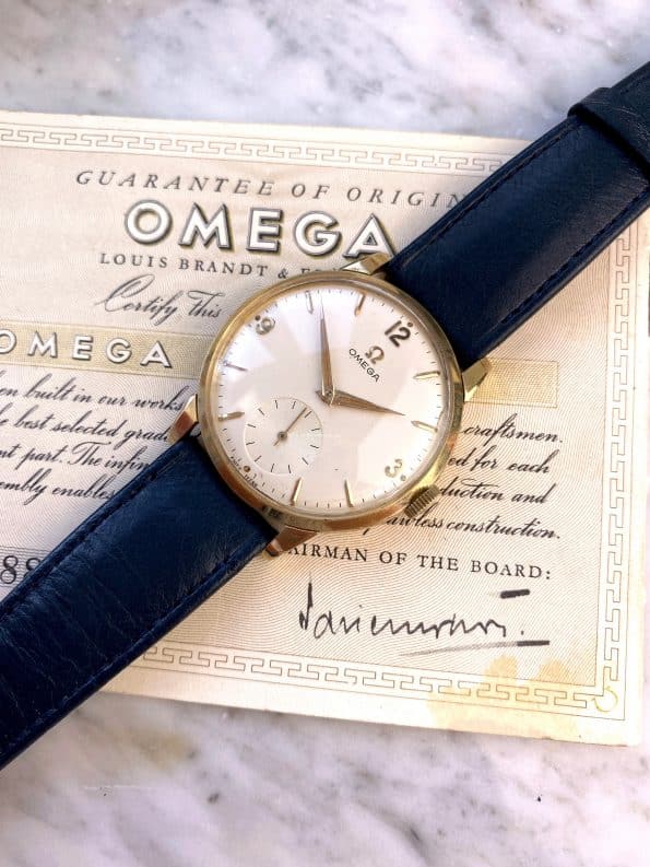 Full Set Box Papers Omega Model “Tresor” Vintage 14ct Solid Gold 2894 Vintage Handwinding