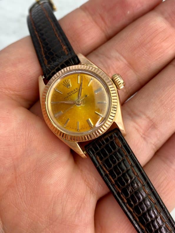 Beautiful Lady Ladies Rolex Oyster Perpetual Vintage 6619 Rose Gold Rose Gold Pink Gold