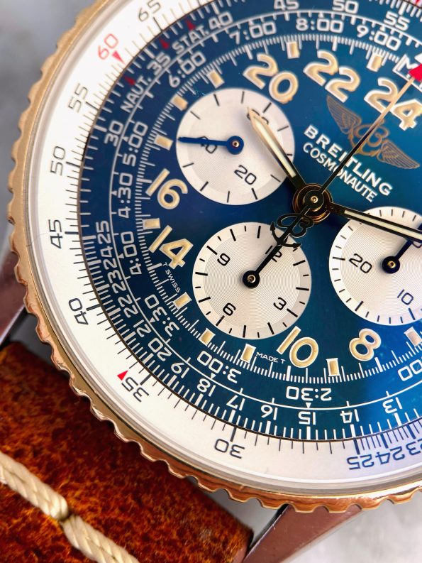 Breitling Cosmonaute Navitimer Full Set Vintage REF D12322 Box Papers Blue Dial