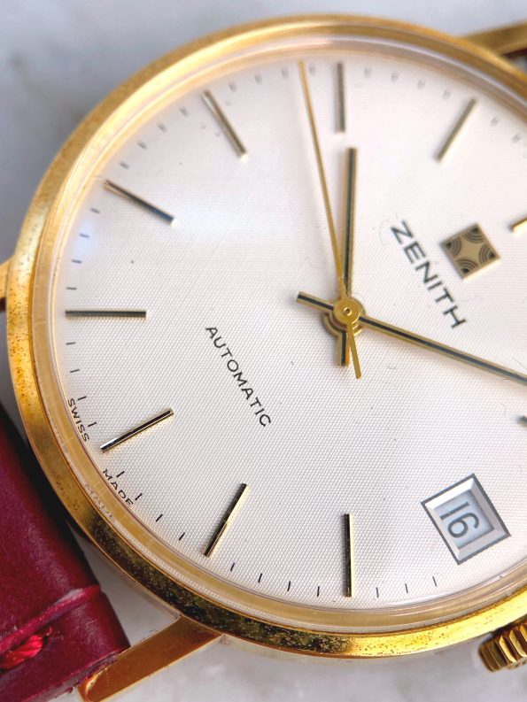 Zenith 18k Gold Automatic Honeycomb Dial Vintage