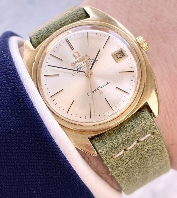 Gold Plated C Shaped Vintage Omega Constellation Automatic Date 168.017