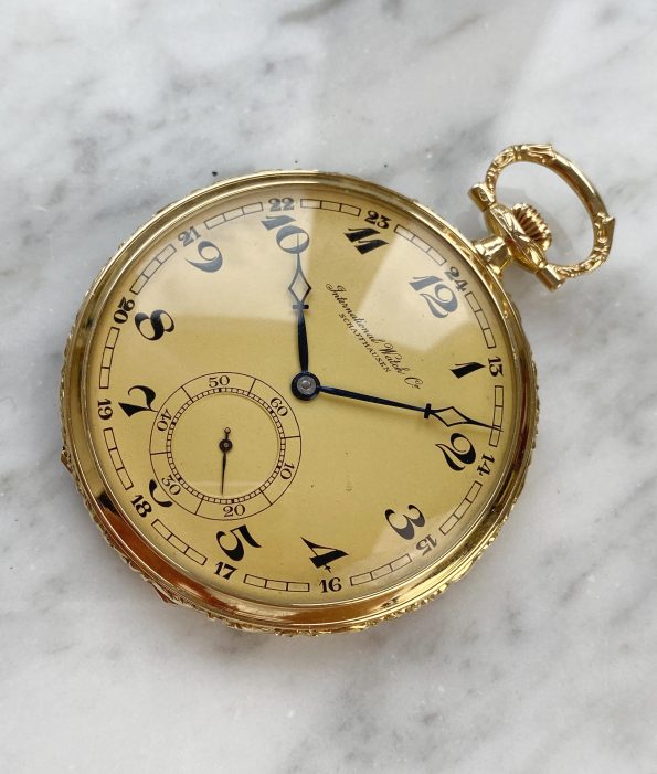 FULL SET IWC Solid Yellow Gold Pocket Watch with Box and Papers Pocket Watch Taschenuhr
