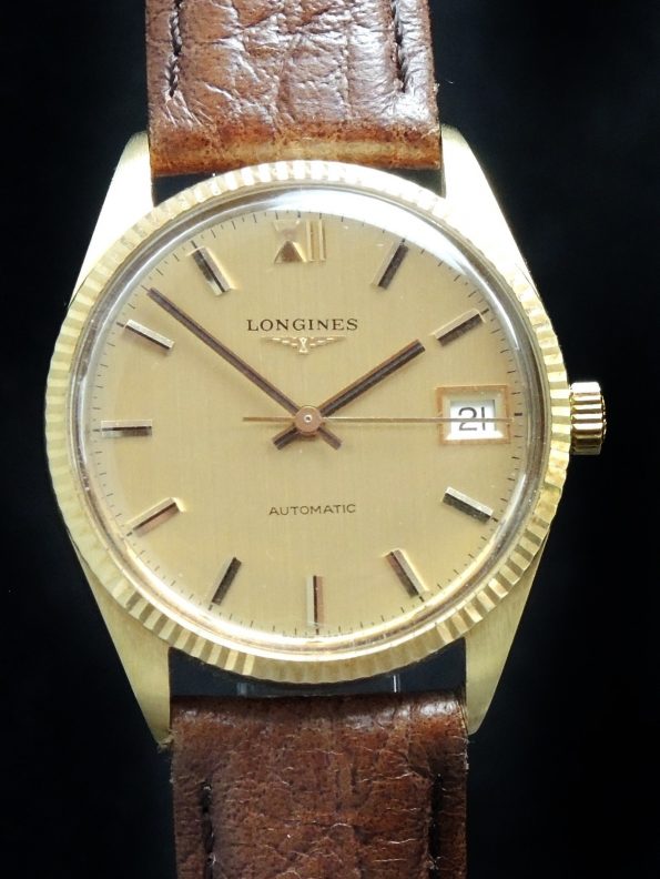 Longines Automatic Ladies Lady Watch solid gold Linen dial