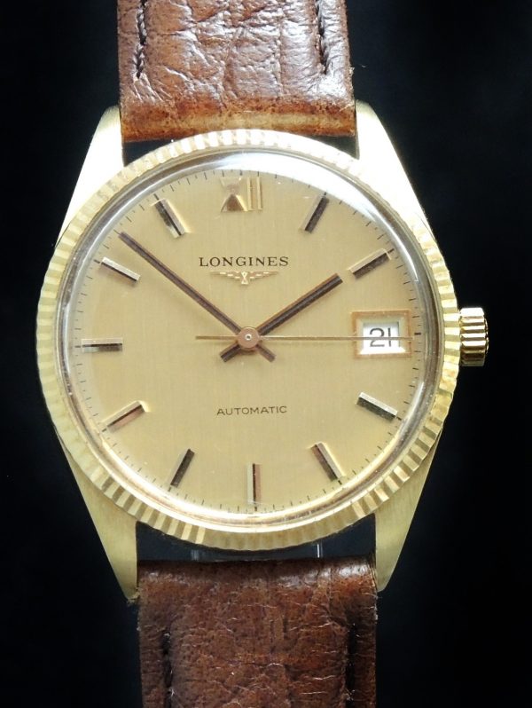 Longines Automatic Ladies Lady Watch solid gold Linen dial | Vintage ...