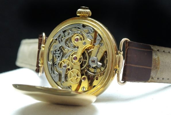 Exciting Longines One Pusher Chronograph in Solid Gold enamel