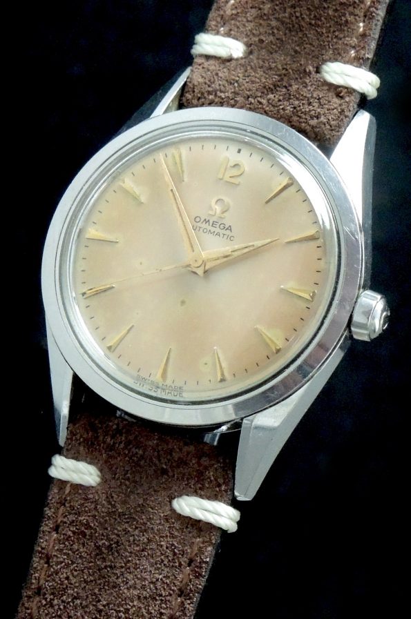 Omega Automatic Ladieswith “Pink Patina” dial and Vintage Strap