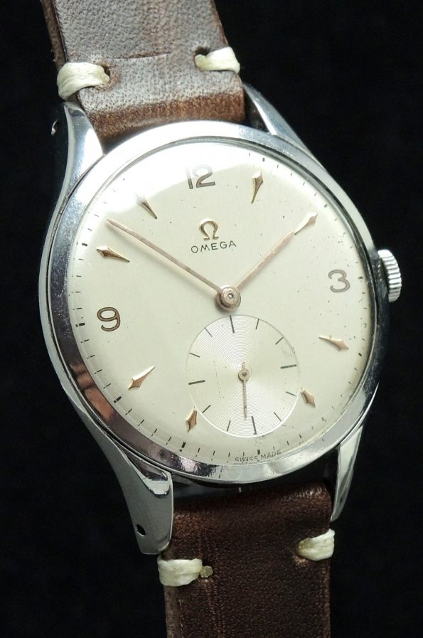 Schöne Omega 38mm Oversize Jumbo Uhr mit Vintage Ecru Band