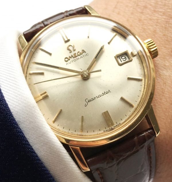 Vintage Omega Seamaster Automatic Solid Gold Date ...