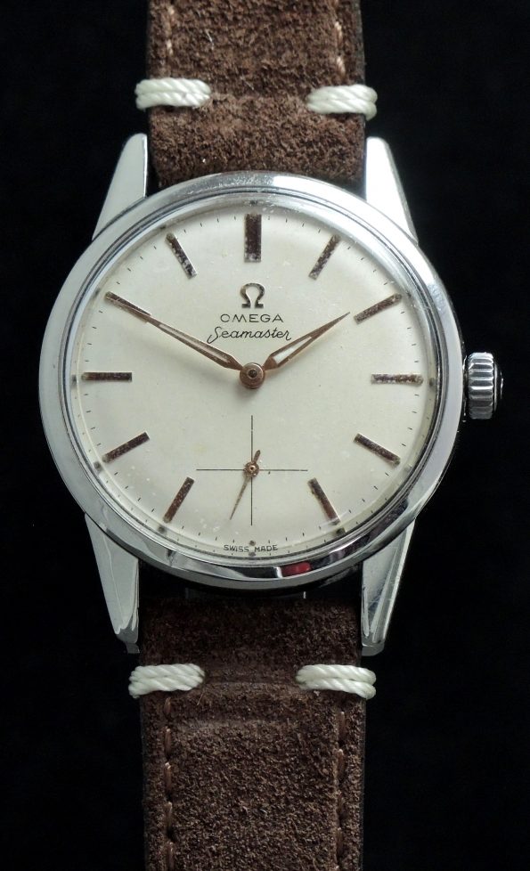 Serviced Omega Seamaster Watch with Vintage Ecru Strap
