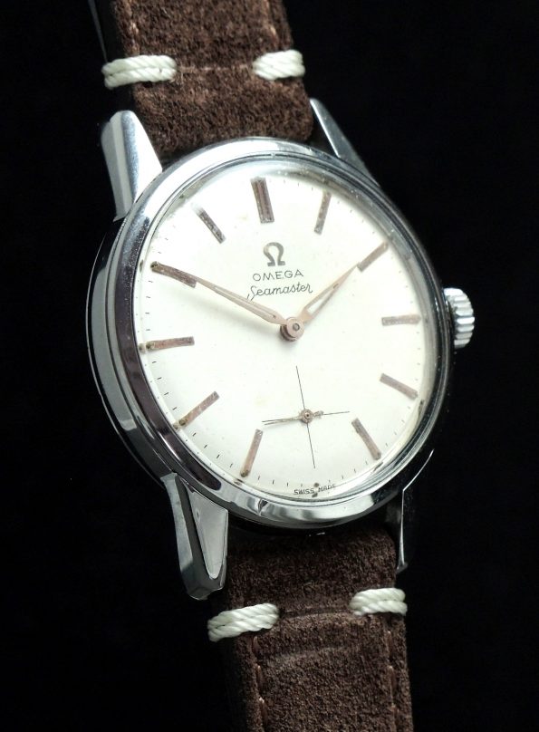 Serviced Omega Seamaster Watch with Vintage Ecru Strap