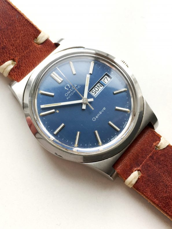 Amazing Omega Geneve Automatic Day Date blue Dial Steel