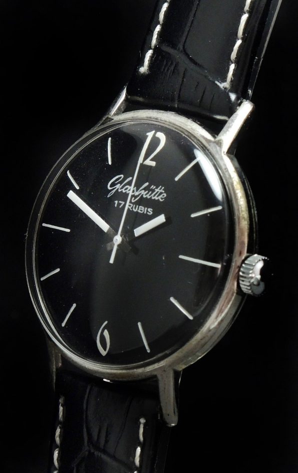Vintage Glashütte black dial 36mm