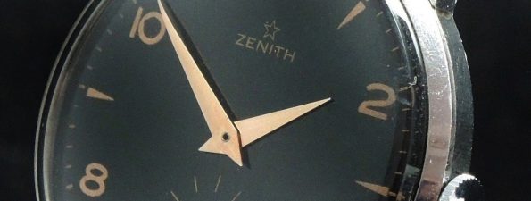 Vintage Zenith 37mm Oversize Jumbo schwarzes Ziffernblatt