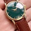 Yellow Gold plated Omega 33mm Automatic Bumper customised green dial ref 2445