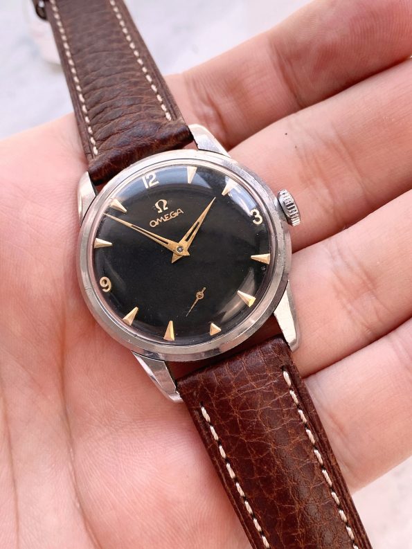 Serviced Vintage Omega 34mm ref 2903 with poorly restored black dial