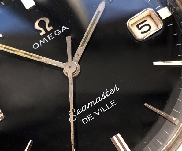 Serviced Vintage Omega Seamaster De Ville Custom schwarzes Zifferblatt Datum