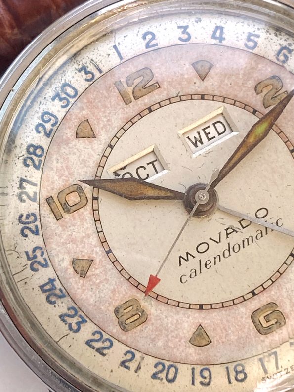 Stunning Movado Triple Date Calendomatic Rare Vintage Two Tone Dial Calendar
