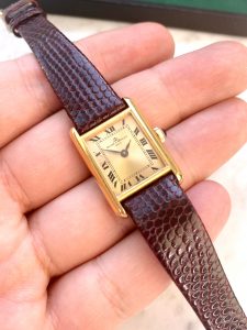Vp4075 First Owner Watch Baume &amp; Mercier Tank Solid Gold Vintage Full Set Box Papers (10)