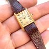 First Owner Watch Baume & Mercier Tank Solid Gold Vintage Full Set Box Papers