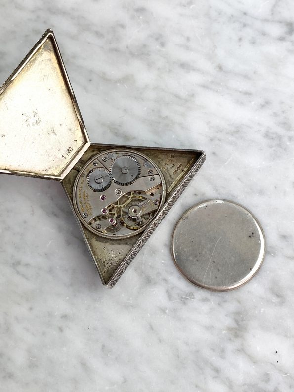 Freemason Pocket Watch 1925 Solid Silver Case Original MoP Dial Solvill Mother of Pearl Freimaurer