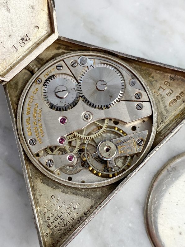 Freemason Pocket Watch 1925 Solid Silver Case Original MoP Dial Solvill Mother of Pearl Freimaurer