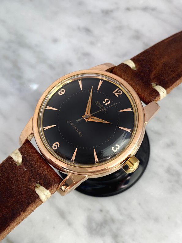 Serviced Jumbo Omega Seamaster Vintage Automatic Black Restored Dial 2856 Rose Gold Plated