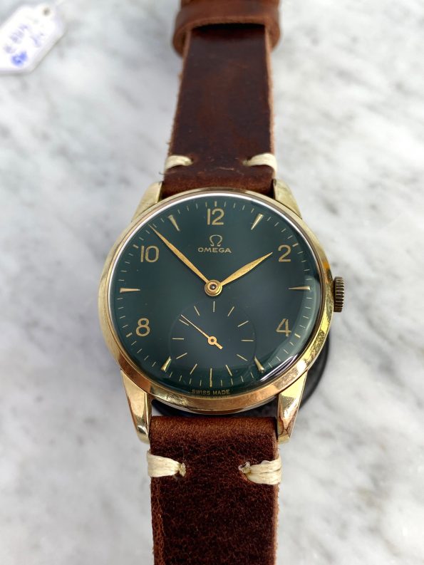 Omega Vintage Custom Green Dial 2497 Gold Plated 30T2
