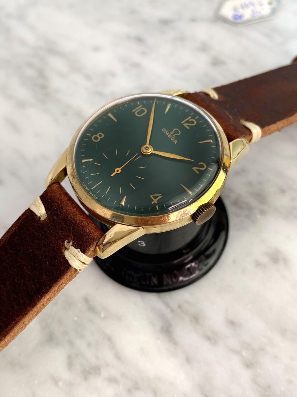 Omega Vintage Custom Green Dial 2497 Gold Plated 30T2
