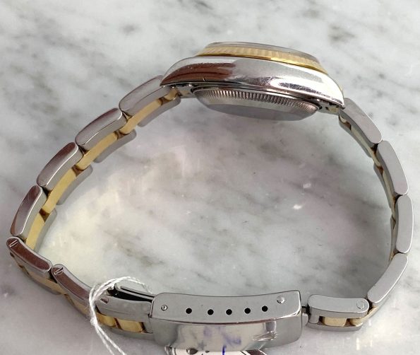 Lady Ladies Rolex Datejust Sapphire Glass Steel Gold Gray Roman Dial Ref 69173