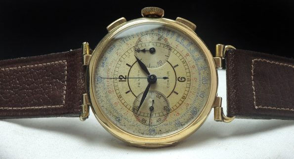 1930ties EARLY Zenith Sector dial Chronograph 37mm Jumbo Oversize Gold