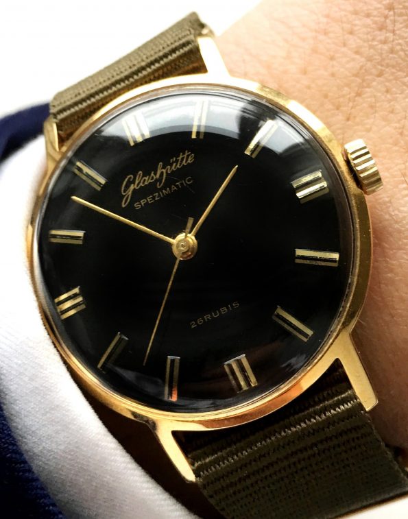 Perfect Glashütte Vintage Watch with black dial automatic