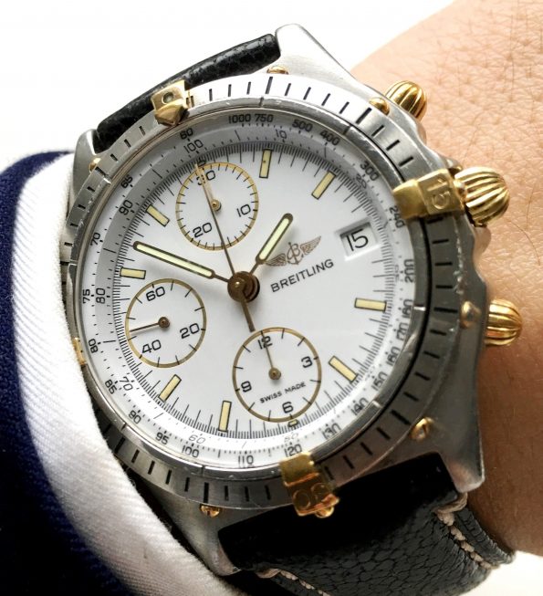 Serviced Breitling Chronomat with white dial
