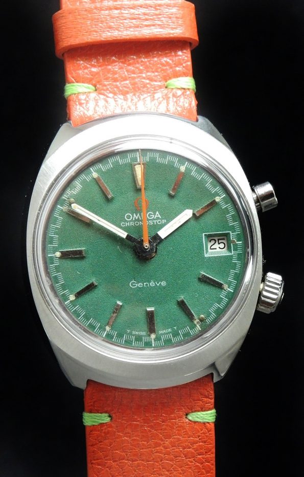 1967 Seltene Omega Geneve Chronostop mit grünem Ziffernblatt