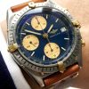 Original Breitling Chronomat with blue dial and vintage strap