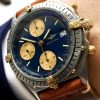 Original Breitling Chronomat with blue dial and vintage strap