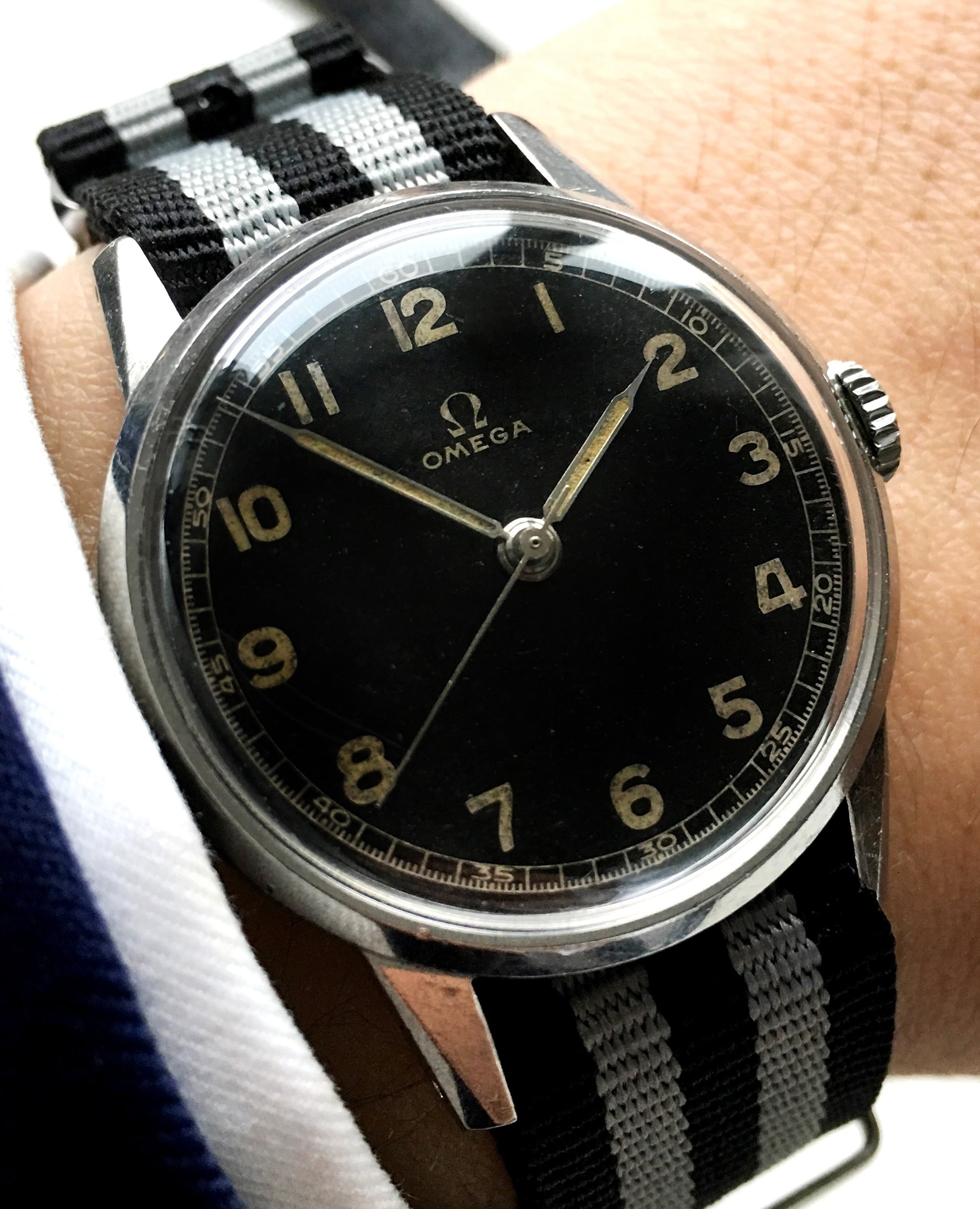 30t2 Omega Military watch with blck 