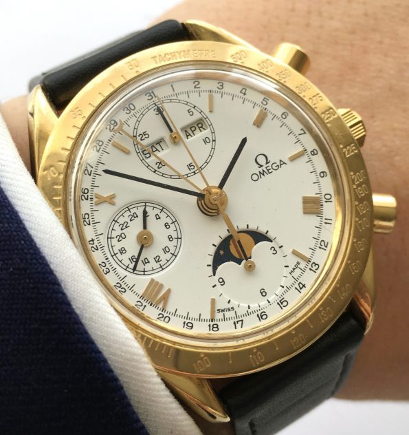 Omega Speedmaster Triple Date Moonphase Chronograph Solid Gold