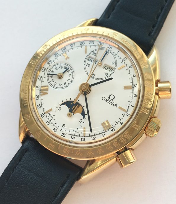 Omega Speedmaster Triple Date Moonphase Chronograph Solid Gold