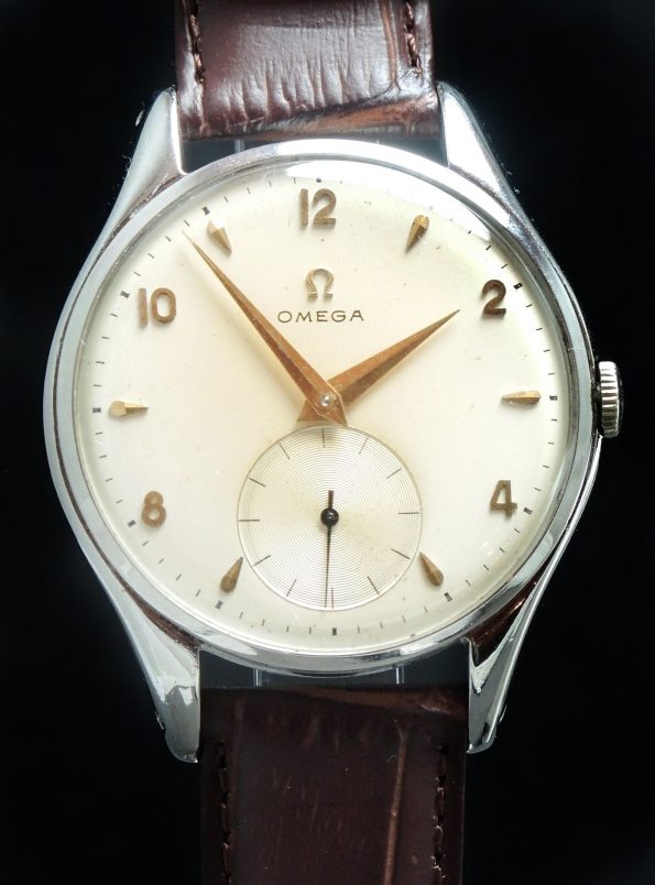 Servicierte Vintage Omega 38mm Oversize Jumbo Uhr mit aufgesetzen Indexen